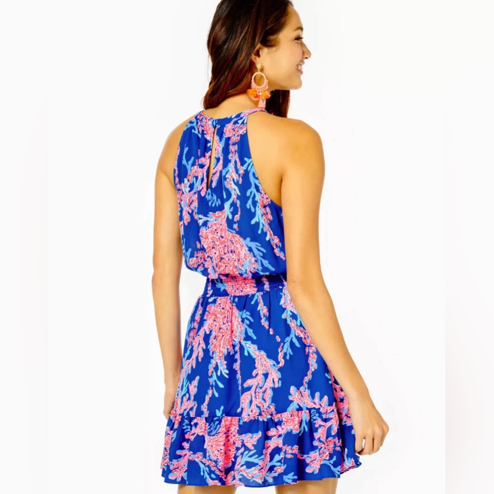 NWT Lilly Pulitzer Pamelyn Borealis Blue Swim On Over Print Dress - Picture 3 of 8